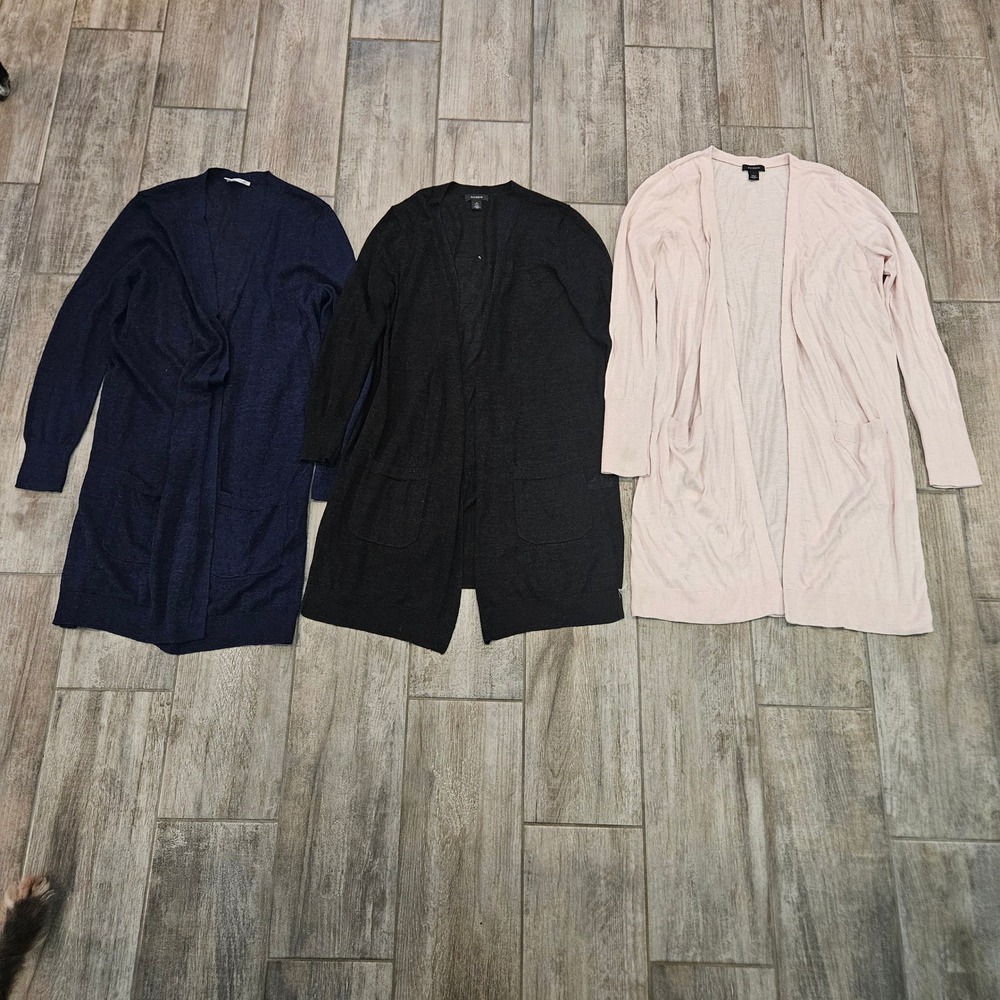 Halogen Cardigan Sweater Lot of 3 Size S Open Front Pockets Lightweight Office